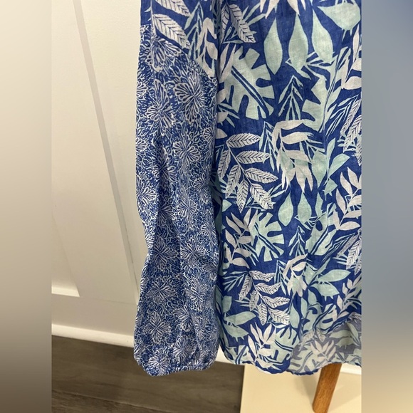 Sigrid Olsen Blue and White Relaxed 100% Linen Blouse sz Large - Picture 3 of 7